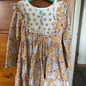 Matilda Jane Mustard Cream Floral Ruffle Yoke Dress
